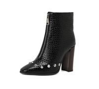 HRGKLMN Bottes Femme Courtes Pointe PU Clous Décoratifs Zip Avant | Clous décoratifs sur bout-pointe,zip avant,talon bloc solide,pour usage quotidien,shopping,rendez-vous,balade urbaine