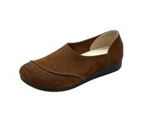 HRGKLMN Chaussures Femme Plates en Cuir Véritable Contrasté Style Vintage | Tige en cuir véritable, bout contrasté assemblé, modèle à enfiler à empeigne basse, semelle à faible compensé pour femme