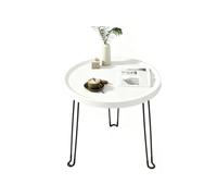 HRGKLMN Table d'appoint extérieure avec Bord de Plateau surélevé, Table Basse Moderne avec Structure métallique en épingle à Cheveux, Table de Chevet Pliante étroite pour Salon Chambre,Weiß