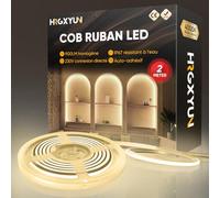 HRGXYUN 230V COB Ruban LED Extérieur, 240 LEDs IP67 Etanche Autocollant, Bande LED 900LM Sans Transformateur Flexible Découpable pour Chambre, Cuisine, Exterieur Décoration, 4000K Blanc neutre, 2m