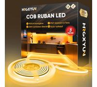 HRGXYUN 230V COB Ruban LED Extérieur, 240 LEDs IP67 Etanche Autocollant, Bande LED 900LM Sans Transformateur Flexible Découpable pour Chambre, Cuisine, Exterieur Décoration, 2700K Blanc chaud, 3m