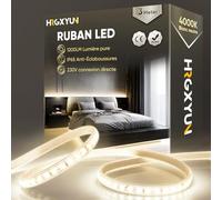 HRGXYUN 230V Ruban LED Extérieur, SMD 2835 IP65 Etanche, Bande LED Transparent 1200LM Sans Transformateur Flexible Découpable pour Chambre, Cuisine, Exterieur Décoration, 4000K Blanc neutre, 3m