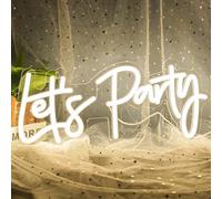 HRGXYUN Let's Party Panneau lumineux néon LED pour chambre à coucher, alimentation par piles et USB avec interrupteur pour mariage, restaurant, anniversaire, bar, maison, blanc chaud