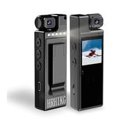 HRHIKG Mini caméra corporelle portable avec écran de 3,3 cm, vision nocturne HD 1080p, détection de mouvement, pas besoin de lentille rotative WiFi, caméra de sport pour les voyages