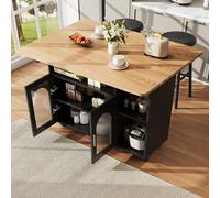 hrijusdif Îlot de cuisine moderne, armoire de cuisine, chariot de service amovible, armoire de buffet, chariot à manger avec grain de bois, armoire de buffet, table à manger multifonctionnelle avec