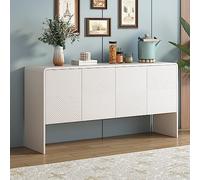 hrijusdif Style minimaliste - Grand espace de rangement - Buffet avec 4 portes et dispositif de recul pour salon et entrée (blanc)