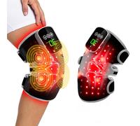 HRIOYAN Masseur de genou avec thérapie par la chaleur et la lumière rouge, thérapie par lumière infrarouge pour les douleurs au genou, 4 zones de massage par vibration, genouillère chauffante