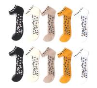 Hrippy 10paris Chaussettes Courtes en Soie Ultra Fines Mignonnes Chaussettes en Maille Transparentes à imprimé léopard pour Femmes Filles