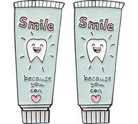 Hrippy Broche De Dentifrice Mignonne Épingles 2pcs De Personnalité Créative Broche De Dentiste Badge Drôle Belle Épingle en Alliage De Revers pour Sacs De Vêtements Décor