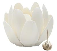 Hrippy Mini Porte-encens Lotus Blanc, Brûleur D'encens en Céramique, Porte-bâton D'encens en Forme De Fleur, Attrape-Cendres pour Studio De Yoga, Salon, Décoration De La Maison