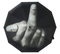 Hrippy Parapluie Pliant Au Doigt du Milieu Protection Contre Le Parapluie À Trois Volets Drôle Doigt du Milieu Mépris Parapluies Cadeaux pour Hommes Femmes