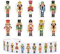 Hrippy Rouleau De 1000 Autocollants Casse-Noisette De Noël - Motifs du Roi Casse-Noisette du Soldat - Autocollants pour Décoration De Fêtes d'anniversaire De Noël