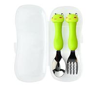Hrippy Toddler Fork Spoon Ensemble De Grenouille en Acier Inoxydable Children Cutlery PP Ustensiles avec Étui pour Les Enfants À Gâteau De Dîner pour Enfants