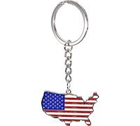 Hrippy USA Independence Day USA Drapeau Porte-clés Géométrique en Métal Porte-clés Personnalisé en Alliage De Zinc Porte-clés Pendentif pour Clé De Voiture