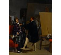 HRJUBWREE Célèbre Image sur Toile Graffiti Art Murale Aretino dans l'atelier du Tintoret de Jean Auguste Ingres Vintage Impressions sur Toile Pour la Décoration Murale 60x90cm