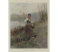 HRJUBWREE Célèbre Image sur Toile Graffiti Art Murale De retour de la rivière par Daniel Ridgway Knight Vintage Impressions sur Toile Pour la Décoration Murale 60x90cm