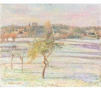 HRJUBWREE Célèbre Image sur Toile Graffiti Art Murale Givre blanc à Eragny par Camille Jacob Pissarro Vintage Impressions sur Toile Pour la Décoration Murale 60x90cm