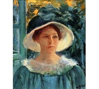 HRJUBWREE Célèbre Image sur Toile Graffiti Art Murale Jeune femme en vert dehors au soleil par Mary Cassatt Vintage Impressions sur Toile Pour la Décoration Murale 60x90cm