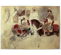HRJUBWREE Célèbre Image sur Toile Graffiti Art Murale Le Maroc de Ferdinandeugène Delacroix Vintage Impressions sur Toile Pour la Décoration Murale 60x90cm