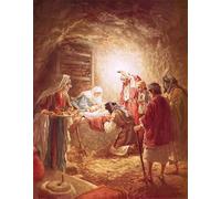 HRJUBWREE Célèbre Image sur Toile Graffiti Art Murale Les bergers trouvant l'Enfant Jésus couché dans une mangeoire par William Brassey Hole Pour la Décoration Murale 60x90cm