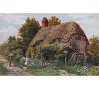 HRJUBWREE Célèbre Image sur Toile Graffiti Art Murale Little Jane's Cottage Brading Isle of Wight par Alfred Robert Quinton Vintage Impressions sur Toile Pour la Décoration Murale 60x90cm