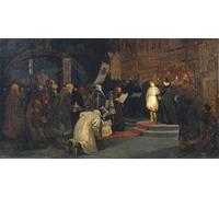 HRJUBWREE Célèbre Image sur Toile Graffiti Art Murale Mikhail Romanov élu tsar par Mikhail Nesterov Vintage Impressions sur Toile Pour la Décoration Murale 60x90cm