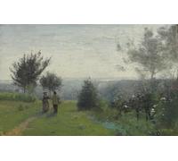 HRJUBWREE Célèbre Image sur Toile Graffiti Art Murale Printemps Laube de Jean Baptiste Camille Corot Vintage Impressions sur Toile Pour la Décoration Murale 60x90cm