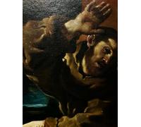 HRJUBWREE Célèbre Image sur Toile Graffiti Art Murale Saint avec un ange jouant du violon par Guercino Vintage Impressions sur Toile Pour la Décoration Murale 60x90cm