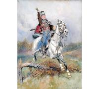 HRJUBWREE Célèbre Image sur Toile Graffiti Art Murale un cavalier français à cheval par Jean Baptiste Edouard Detaille Vintage Impressions sur Toile Pour la Décoration Murale 60x90cm