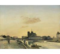 HRJUBWREE Célèbre Image sur Toile Graffiti Art Murale Vue de Notre-Dame de Paris par Johan Barthold Jongkind Vintage Impressions sur Toile Pour la Décoration Murale 60x90cm
