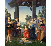 HRJUBWREE Célèbre Peinture D'Art Murale Toile Murale Tableau Adoration des bergers de Lorenzo Di Credi Affiche Artistique Pour un Usage Bureautique 60x90cm