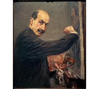 HRJUBWREE Célèbre Peinture D'Art Murale Toile Murale Tableau Autoportrait au chevalet à droite de Max Liebermann Affiche Artistique Pour un Usage Bureautique 60x90cm
