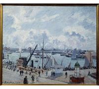 HRJUBWREE Célèbre Peinture D'Art Murale Toile Murale Tableau Avant Port Du Havre Quai De Southampton Peinture de Camille Jacob Pissarro Affiche Artistique Pour un Usage Bureautique 60x90cm