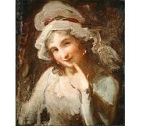 HRJUBWREE Célèbre Peinture D'Art Murale Toile Murale Tableau Étude d'une jeune femme souriante par George Romney Affiche Artistique Pour un Usage Bureautique 60x90cm