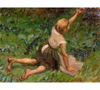 HRJUBWREE Célèbre Peinture D'Art Murale Toile Murale Tableau Étude sur Cendrillon Leo Putz Affiche Artistique Pour un Usage Bureautique 60x90cm