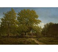 HRJUBWREE Célèbre Peinture D'Art Murale Toile Murale Tableau Ferme dans les Landes de Pierre Etienne Théodore Rousseau Affiche Artistique Pour un Usage Bureautique 60x90cm