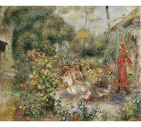 HRJUBWREE Célèbre Peinture D'Art Murale Toile Murale Tableau Filles dans un jardin à Montmartre Fillettes Dans Un Jardin à Montmartre par Pierre Auguste Renoir Pour un Usage Bureautique 60x90cm