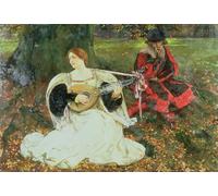 HRJUBWREE Célèbre Peinture D'Art Murale Toile Murale Tableau Juste est mon amour par Edwin Austin Abbey Affiche Artistique Pour un Usage Bureautique 60x90cm