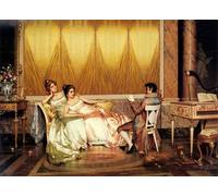 HRJUBWREE Célèbre Peinture D'Art Murale Toile Murale Tableau la lecture poétique de Vittorio Reggianini Affiche Artistique Pour un Usage Bureautique 60x90cm