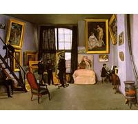 HRJUBWREE Célèbre Peinture D'Art Murale Toile Murale Tableau l'Atelier d'Artiste Rue De La Condamine par Frédéric Bazille Affiche Artistique Pour un Usage Bureautique 60x90cm