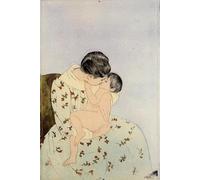 HRJUBWREE Célèbre Peinture D'Art Murale Toile Murale Tableau le Baiser de Mary Cassatt Affiche Artistique Pour un Usage Bureautique 60x90cm