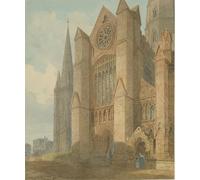 HRJUBWREE Célèbre Peinture D'Art Murale Toile Murale Tableau Lichfield Cathedral South Transept Water Color Painting par Charles Wild Affiche Artistique Pour un Usage Bureautique 60x90cm