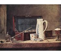 HRJUBWREE Célèbre Peinture D'Art Murale Toile Murale Tableau Nature morte à la pipe et à la cruche de Jean Baptiste Siméon Chardin Affiche Artistique Pour un Usage Bureautique 60x90cm