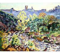 HRJUBWREE Célèbre Peinture D'Art Murale Toile Murale Tableau Ruins of the Chateau Crozant by Jean Baptiste Armand Guillaumin Affiche Artistique Pour un Usage Bureautique 60x90cm