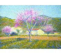 HRJUBWREE Célèbre Peinture D'Art Murale Toile Murale Tableau un verger au printemps par Achille Lauge Affiche Artistique Pour un Usage Bureautique 60x90cm