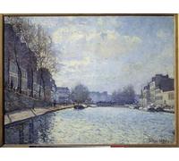 HRJUBWREE Célèbre Peinture D'Art Murale Toile Murale Tableau Vue du Canal Saint à Paris dans le tableau d'Alfred Sisle Affiche Artistique Pour un Usage Bureautique 60x90cm