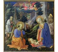 HRJUBWREE De Célèbres Tableaux Toile Murale Tableaux Peinture Murale Nordique Adoration de l'enfant avec Hilaire de Fra Filippo Lippi Impression Affiche Pour la Décoration de la Chambre 60x90cm