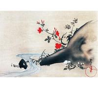 HRJUBWREE De Célèbres Tableaux Toile Murale Tableaux Peinture Murale Nordique Azalées et ruisseau Kakémonos peints sur soie par Ogata Korin Impression Affiche Pour la Décoration de la Chambre 60x90cm