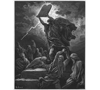 HRJUBWREE De Célèbres Tableaux Toile Murale Tableaux Peinture Murale Nordique Bible Moïse brisant les tables de la loi par Gustave Dore Impression Affiche Pour la Décoration de la Chambre 60x90cm