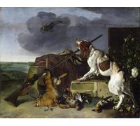 HRJUBWREE De Célèbres Tableaux Toile Murale Tableaux Peinture Murale Nordique Chien défendant le jeu par Melchior De Hondecoeter Impression Affiche Pour la Décoration de la Chambre 60x90cm